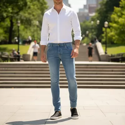 PANTALON JEAN LUMBERJACK HOMME SLIM BLEU CLAIR